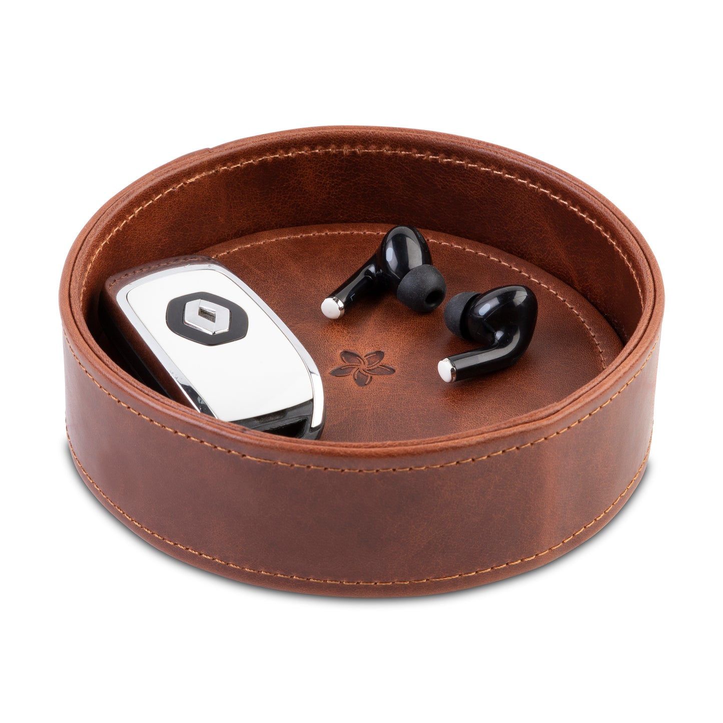 Full Leather Tray - Round Tablet