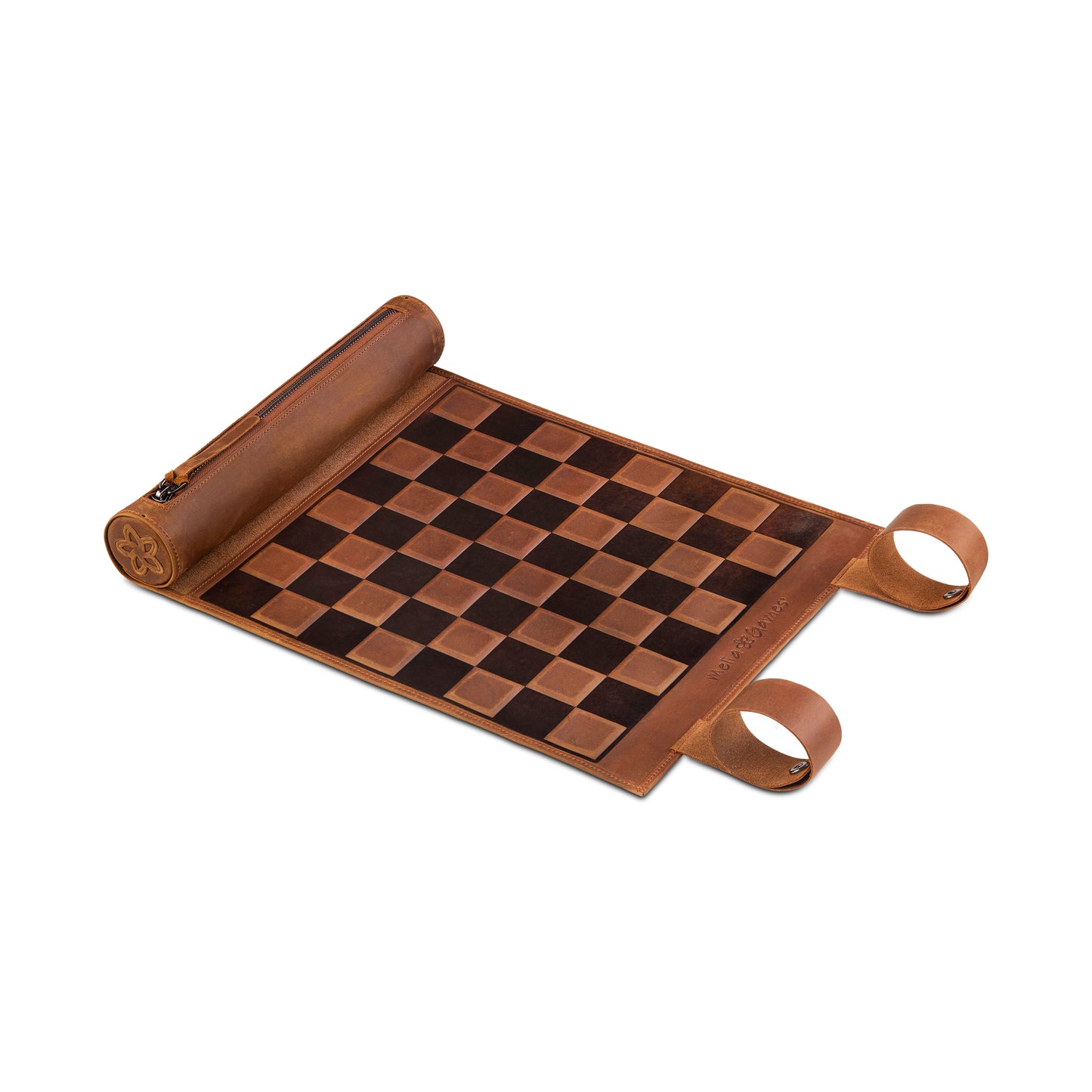Roll Up Magnetic Leather Chess Set - Classic Brown