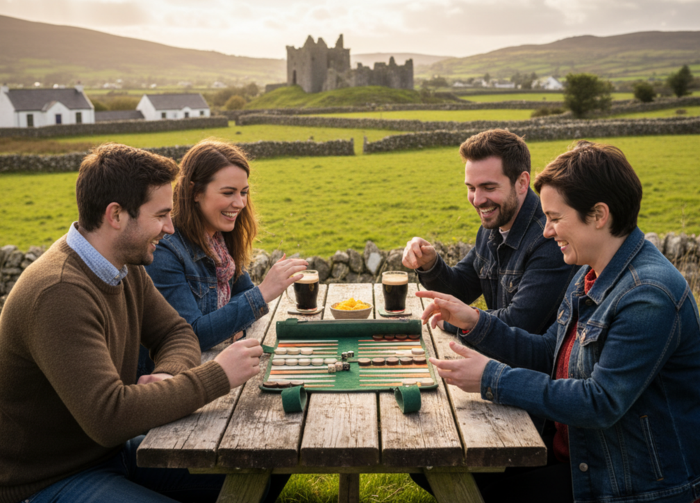 Roll up Leather Backgammon Set - Eire