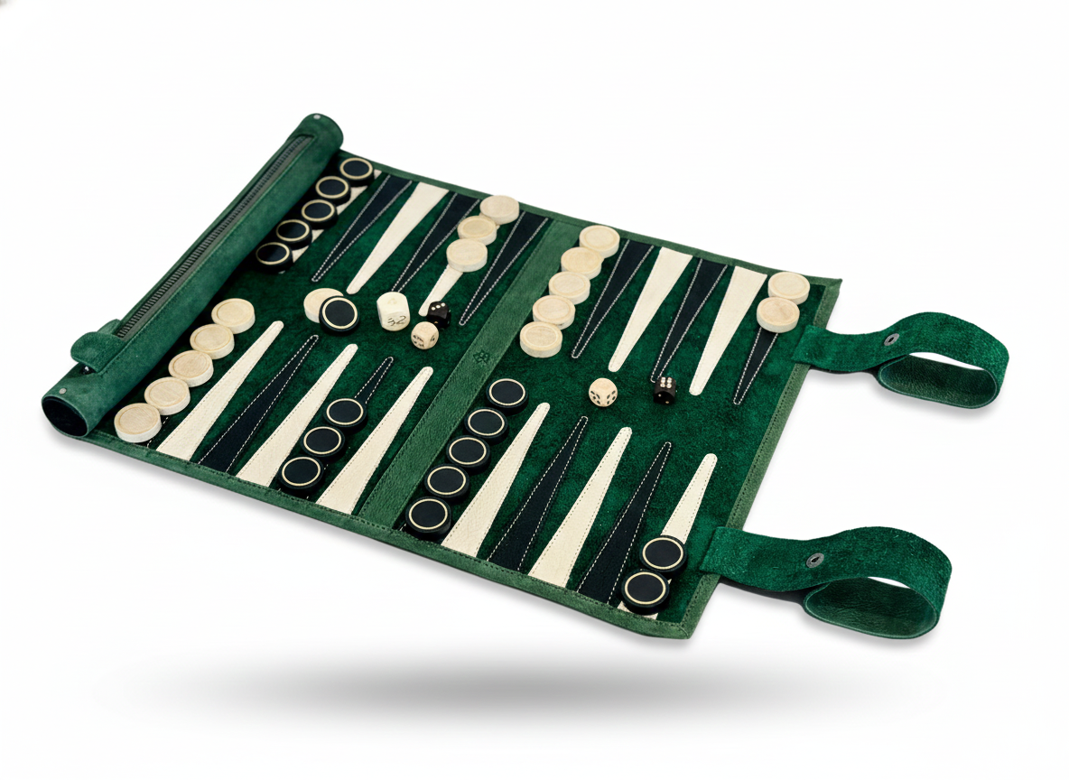 Roll up Leather Backgammon Set - Geneve