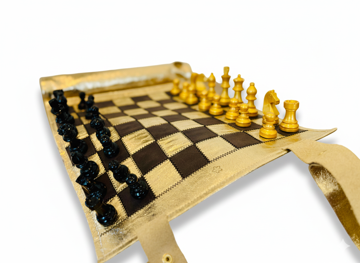 Roll Up Magnetic Leather Chess Set - Limited Edition "Cleopatra"