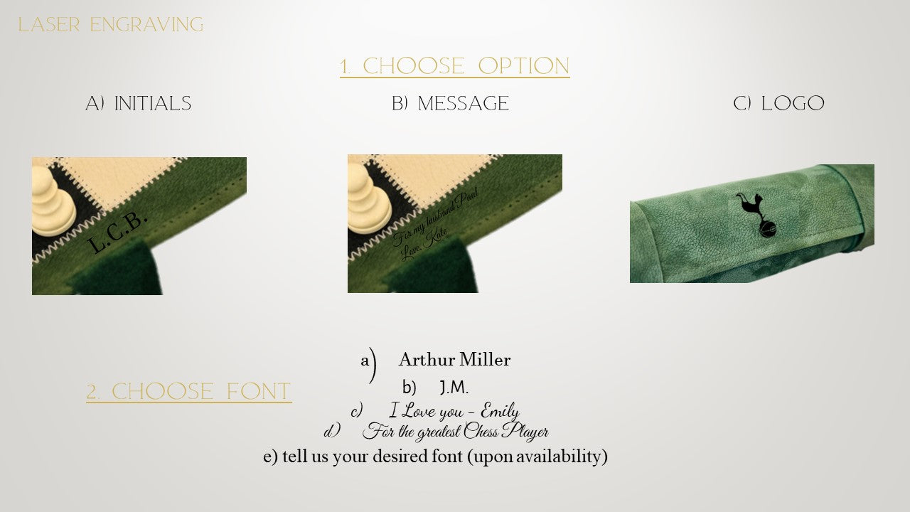 Product specifications for the MELIA Genève magnetic leather chess set