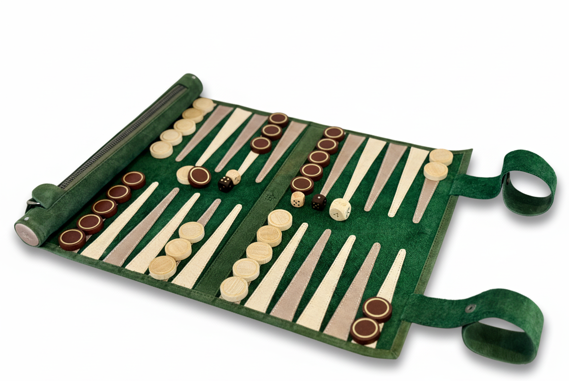 Roll up Leather Backgammon Set - Grande Dame