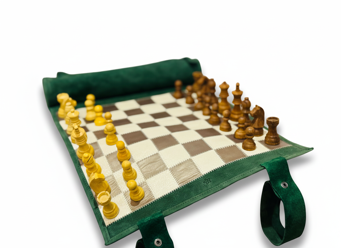 Roll Up Magnetic Leather Chess Set - Grande Dame