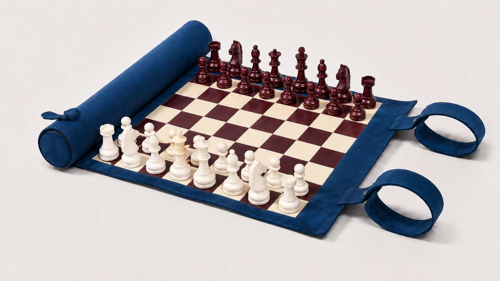 Handcrafted Les Bleus magnetic leather chess set by MELIA