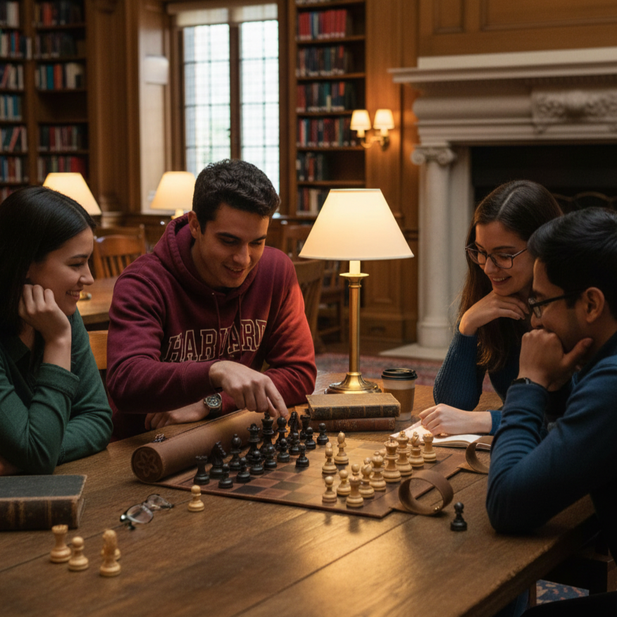 Roll Up Leather Chess Set - Tobacco