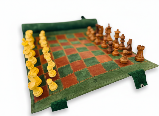 Roll Up Magnetic Leather Chess Set - Hunter