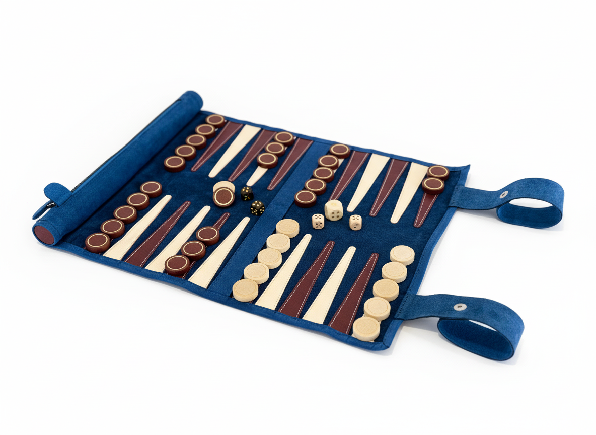 Roll up Leather Backgammon Set - Les Bleus