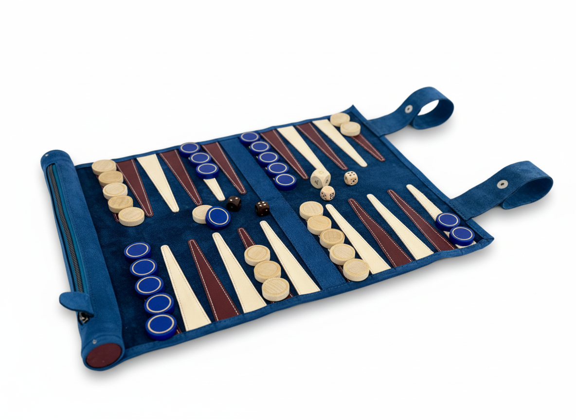 Roll up Leather Backgammon Set - Les Bleus
