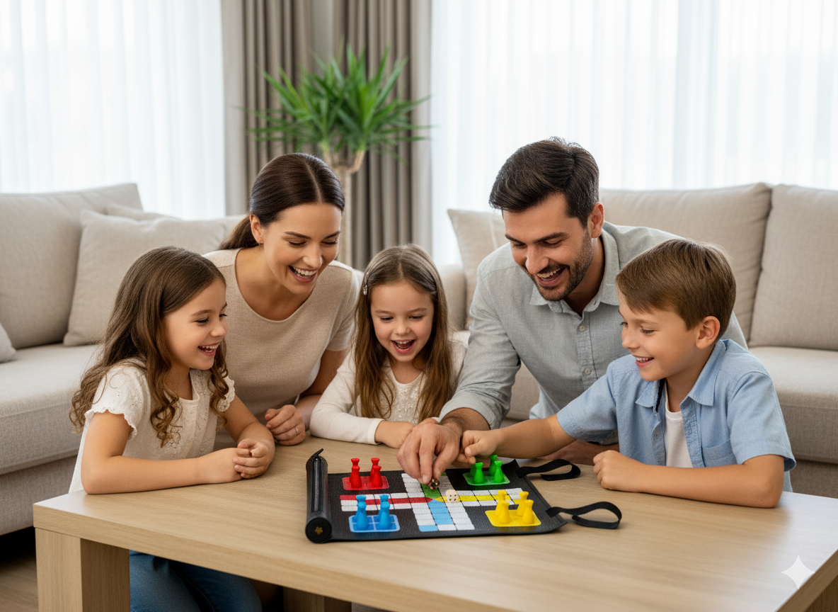 Ludo Set - Roll-up Leather Board