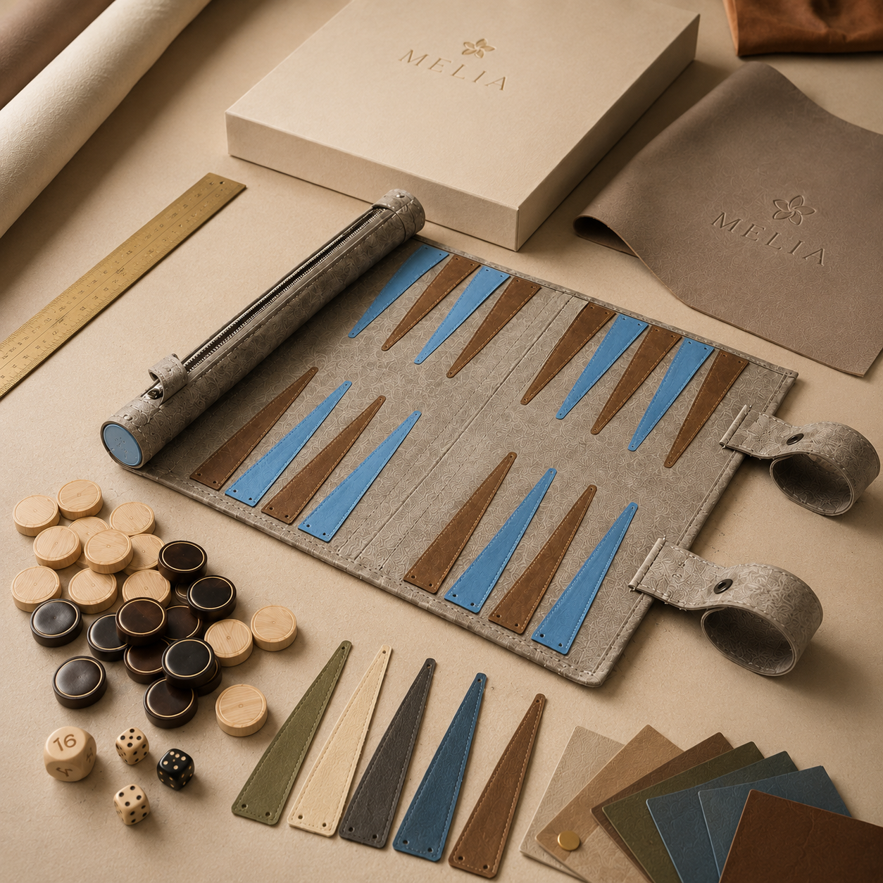 Bespoke luxury leather corporate gifts by MELIA with custom branding and personalization