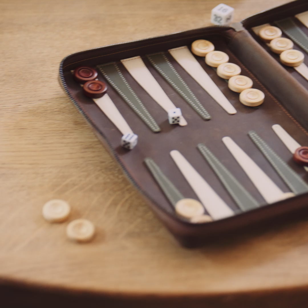 Vintage outlet Leather Backgammon Travel Game