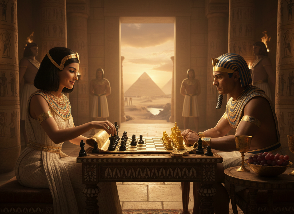 Roll Up Magnetic Leather Chess Set - Limited Edition "Cleopatra"