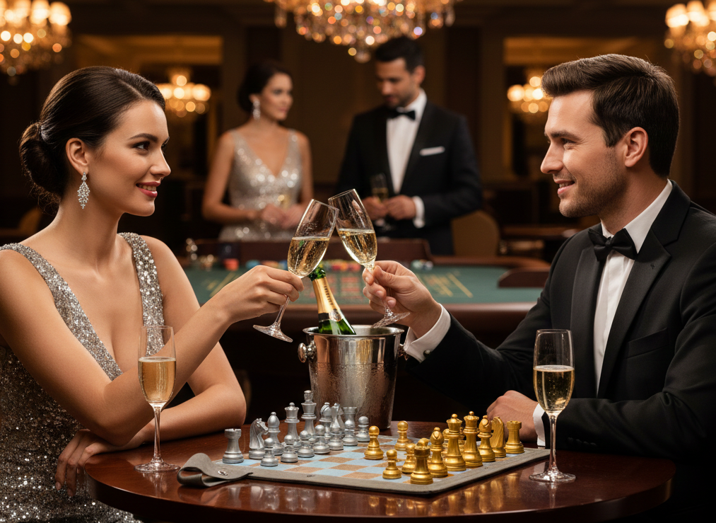 Roll Up Magnetic Leather Chess Set - Limited Edition "Champagne"