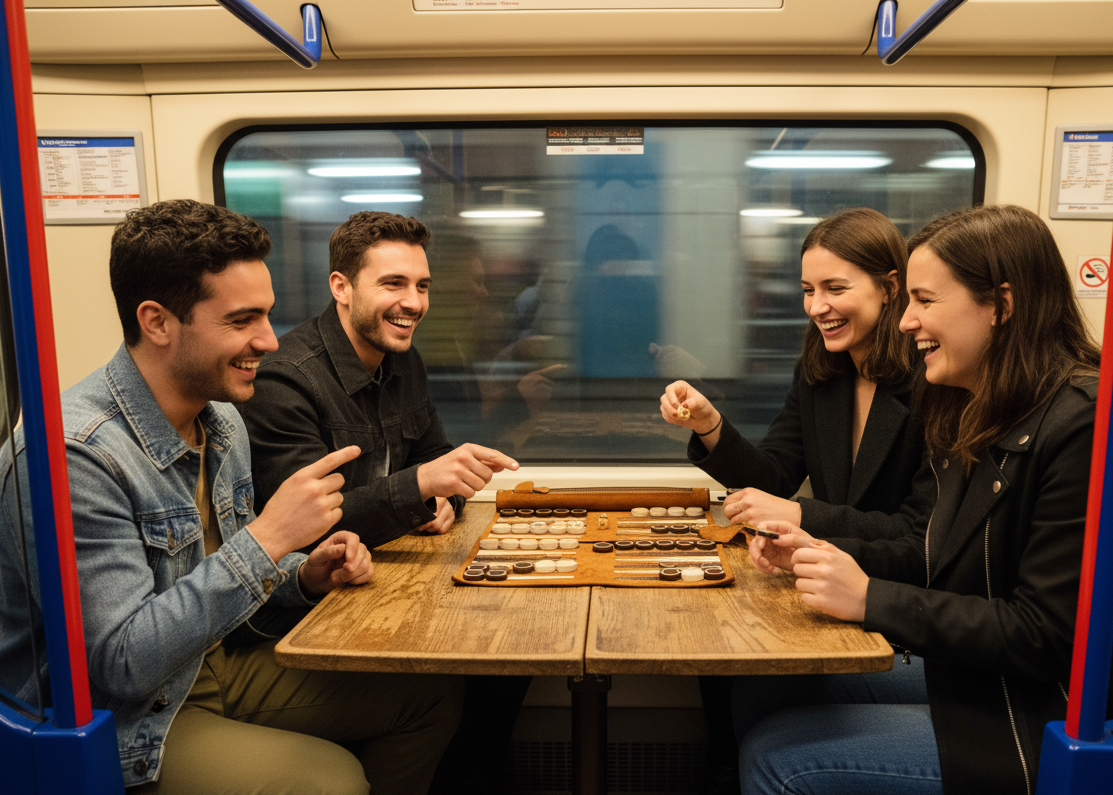 Roll up Leather Backgammon Set - Whiskey