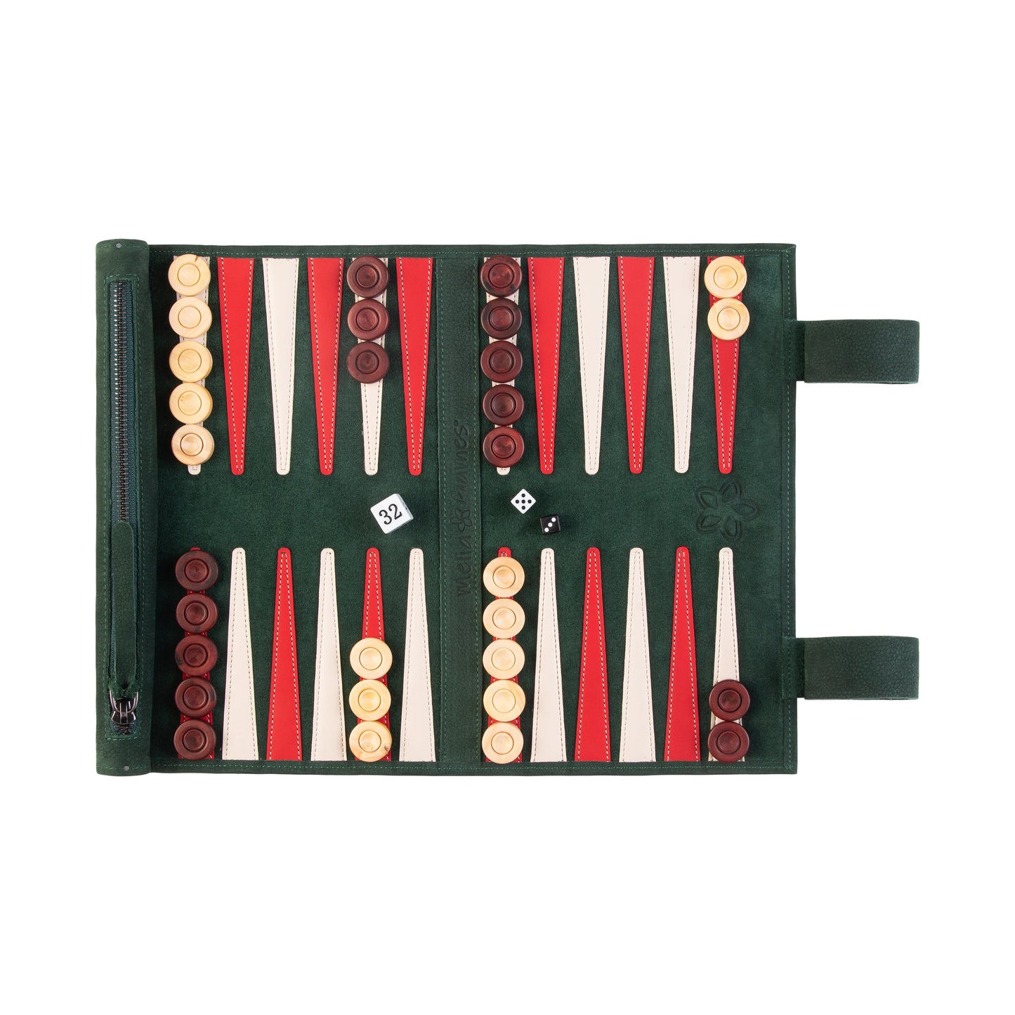 Roll up Leather Backgammon Set - Bella Italia - Full Leather Travel Version
