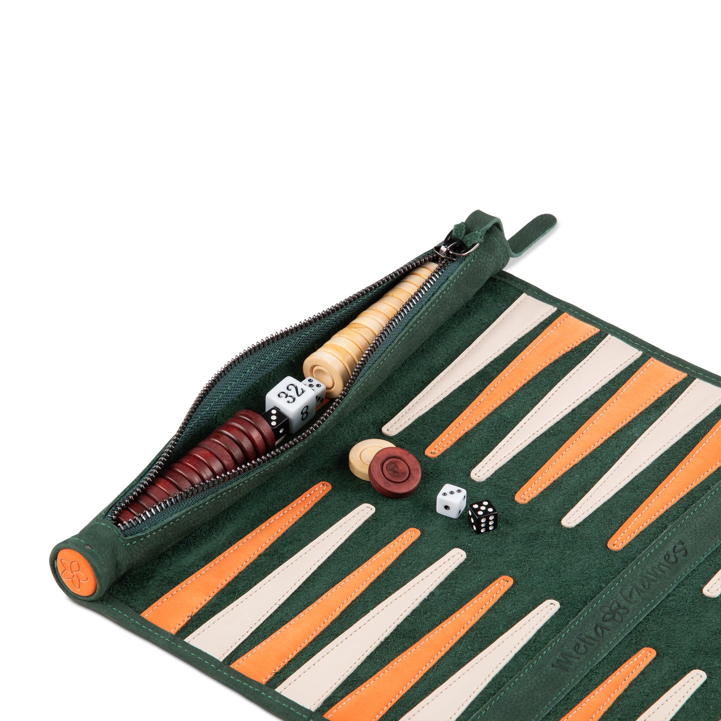Roll up Leather Backgammon Set - Eire - Full Leather Travel Version