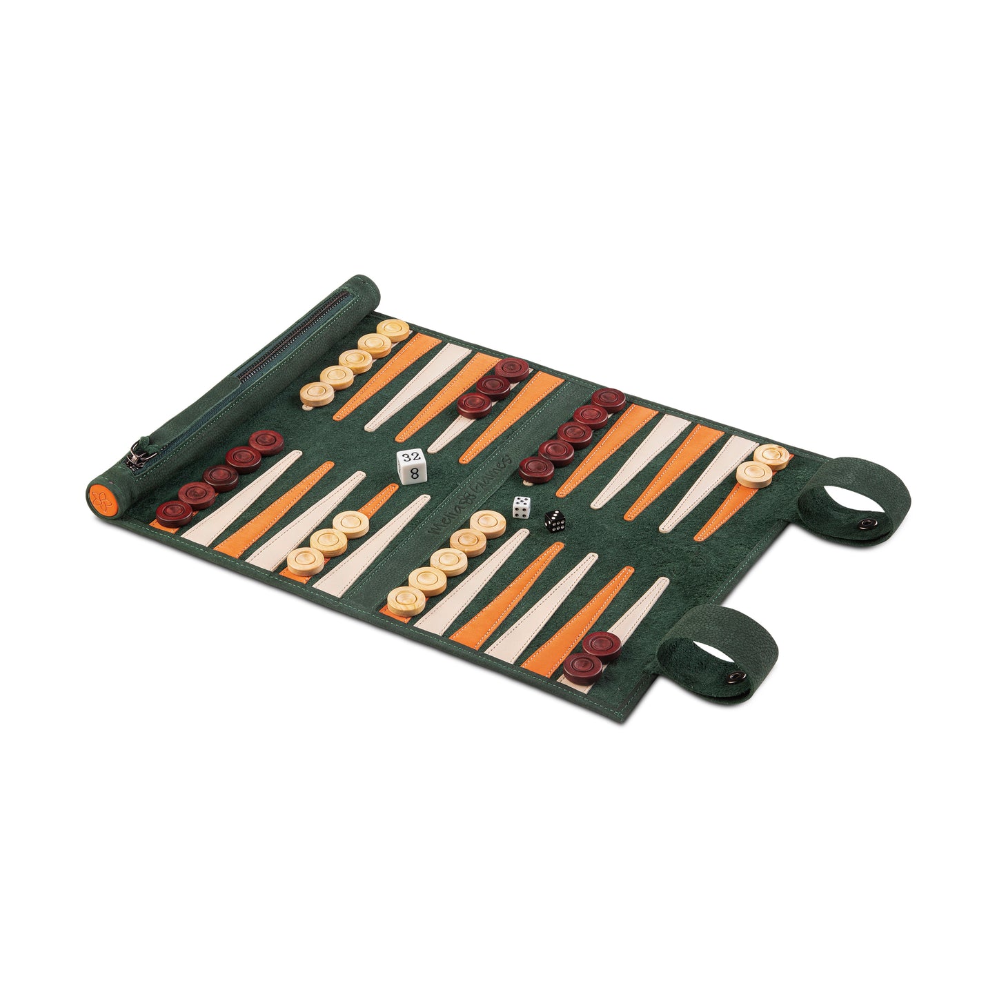 Roll up Leather Backgammon Set - Eire - Full Leather Travel Version