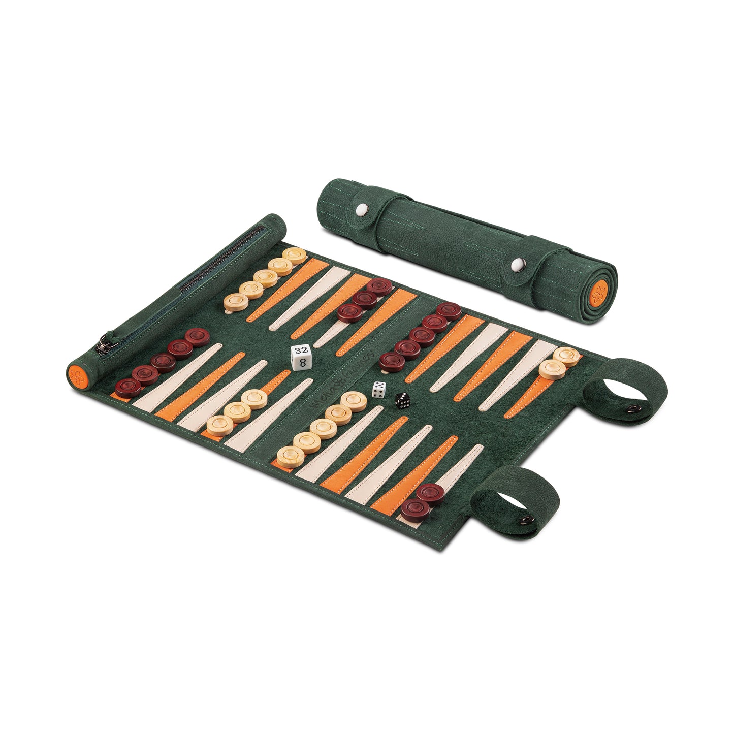 Roll up Leather Backgammon Set - Eire - Full Leather Travel Version