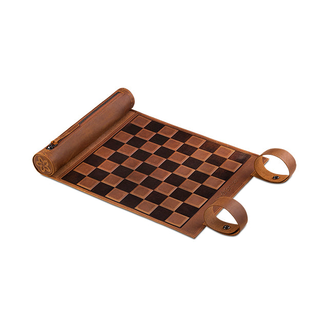 Roll Up Leather Chess Set - Magnet Option - Tobacco